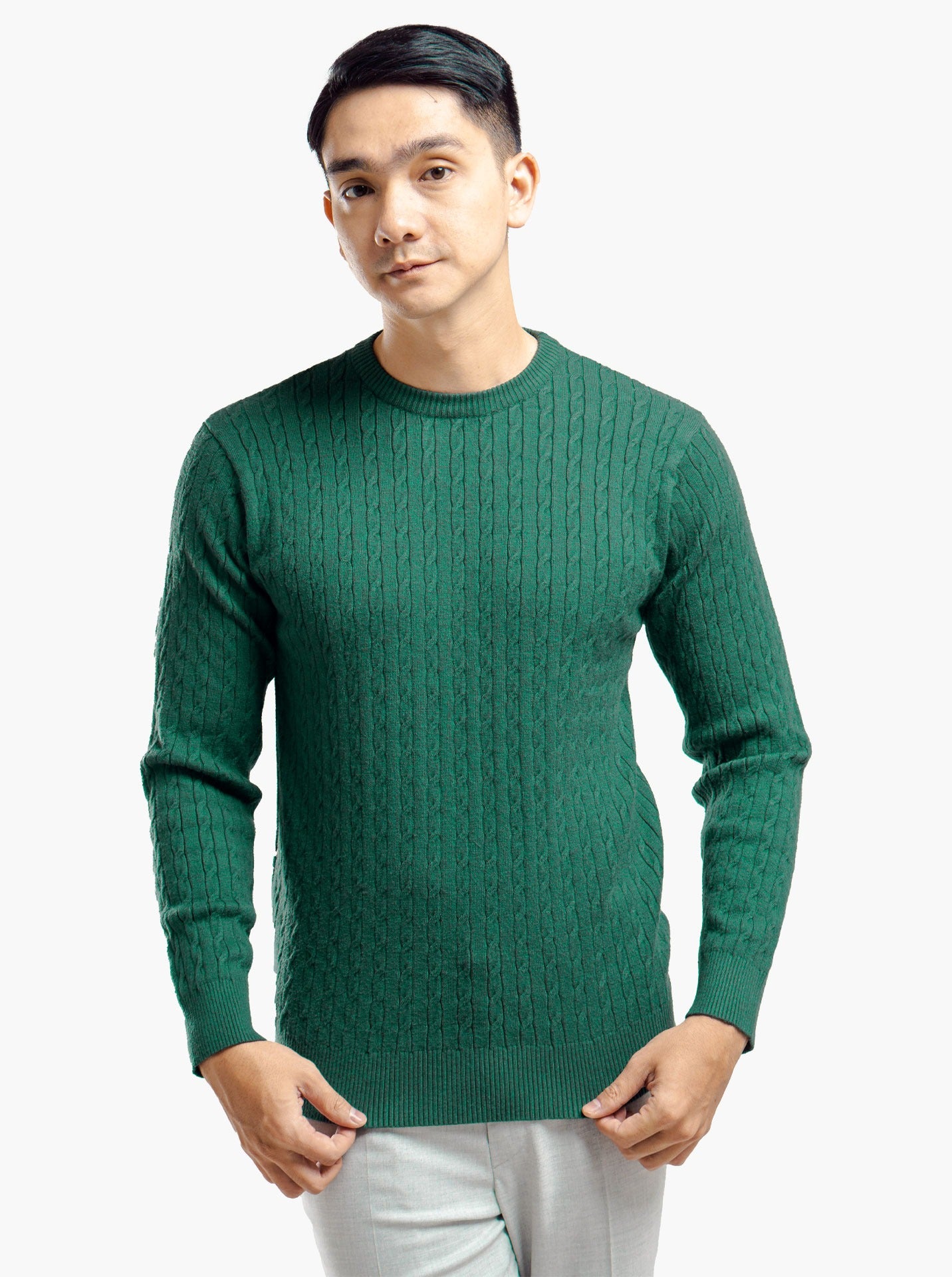 Viscose Cable Crewneck Knitwear