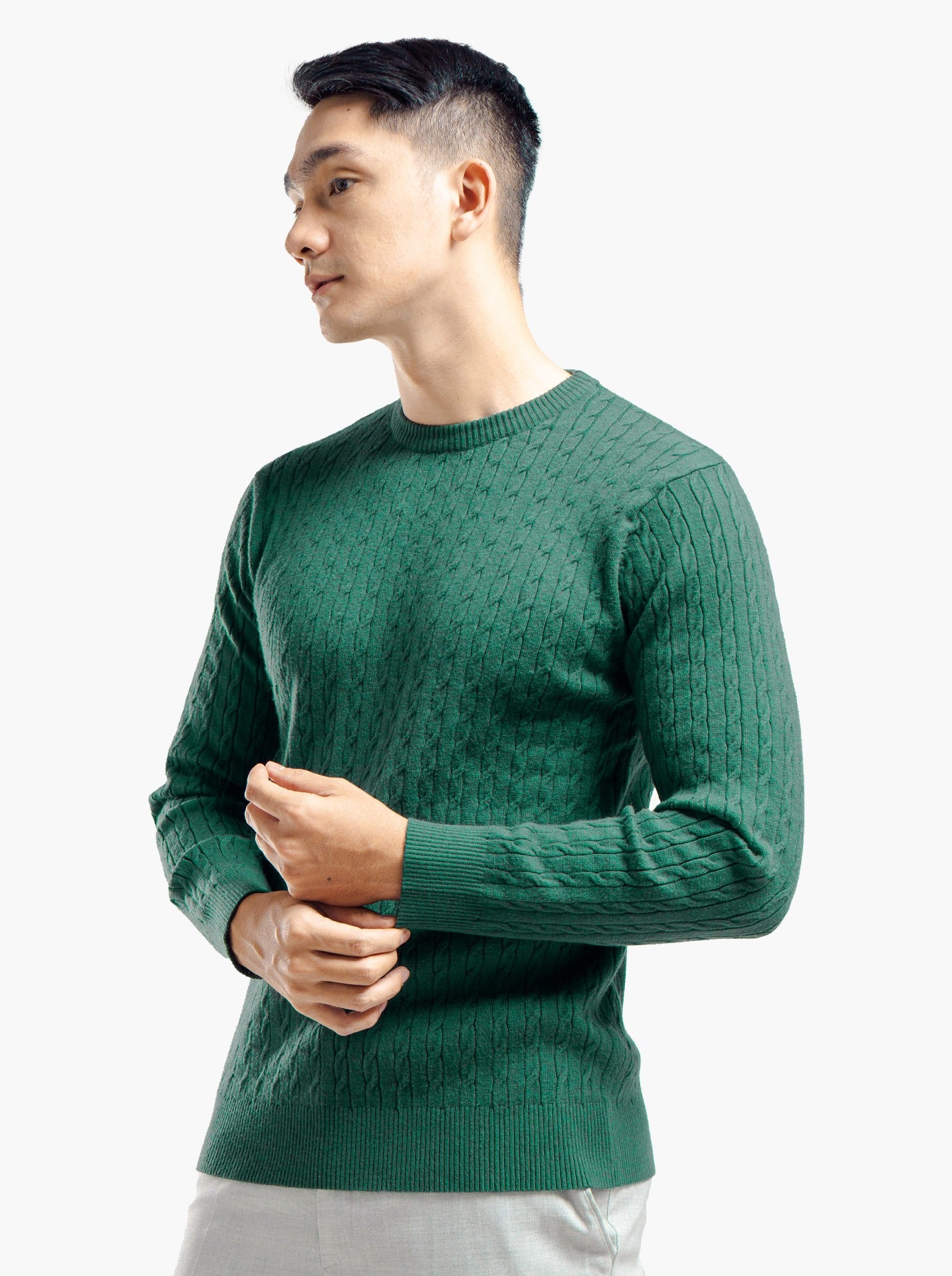 Viscose Cable Crewneck Knitwear