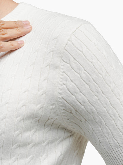 Viscose Cable Crewneck Short Sleeve Knitwear