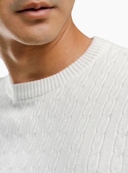 Viscose Cable Crewneck Short Sleeve Knitwear