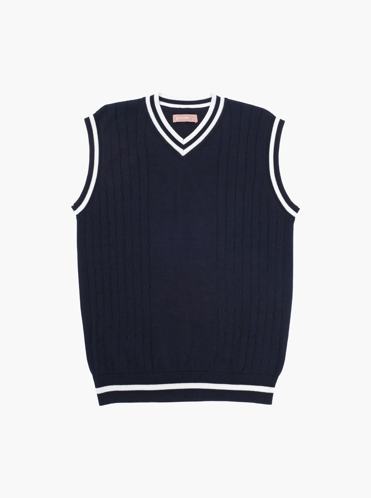 Navy Cable Vest Stripe Knitwear
