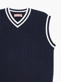 Navy Cable Vest Stripe Knitwear