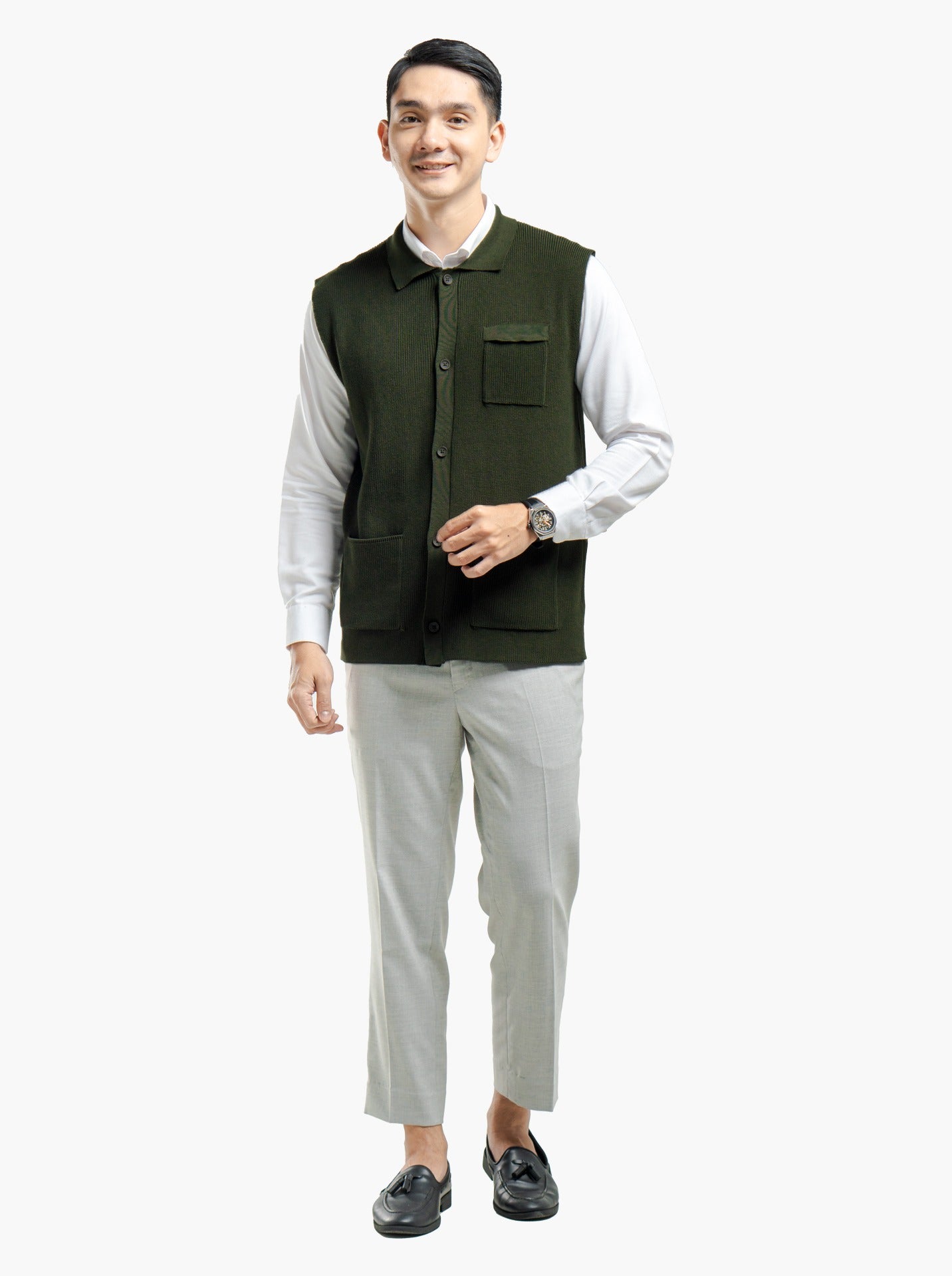 Cord Button Vest Knitwear