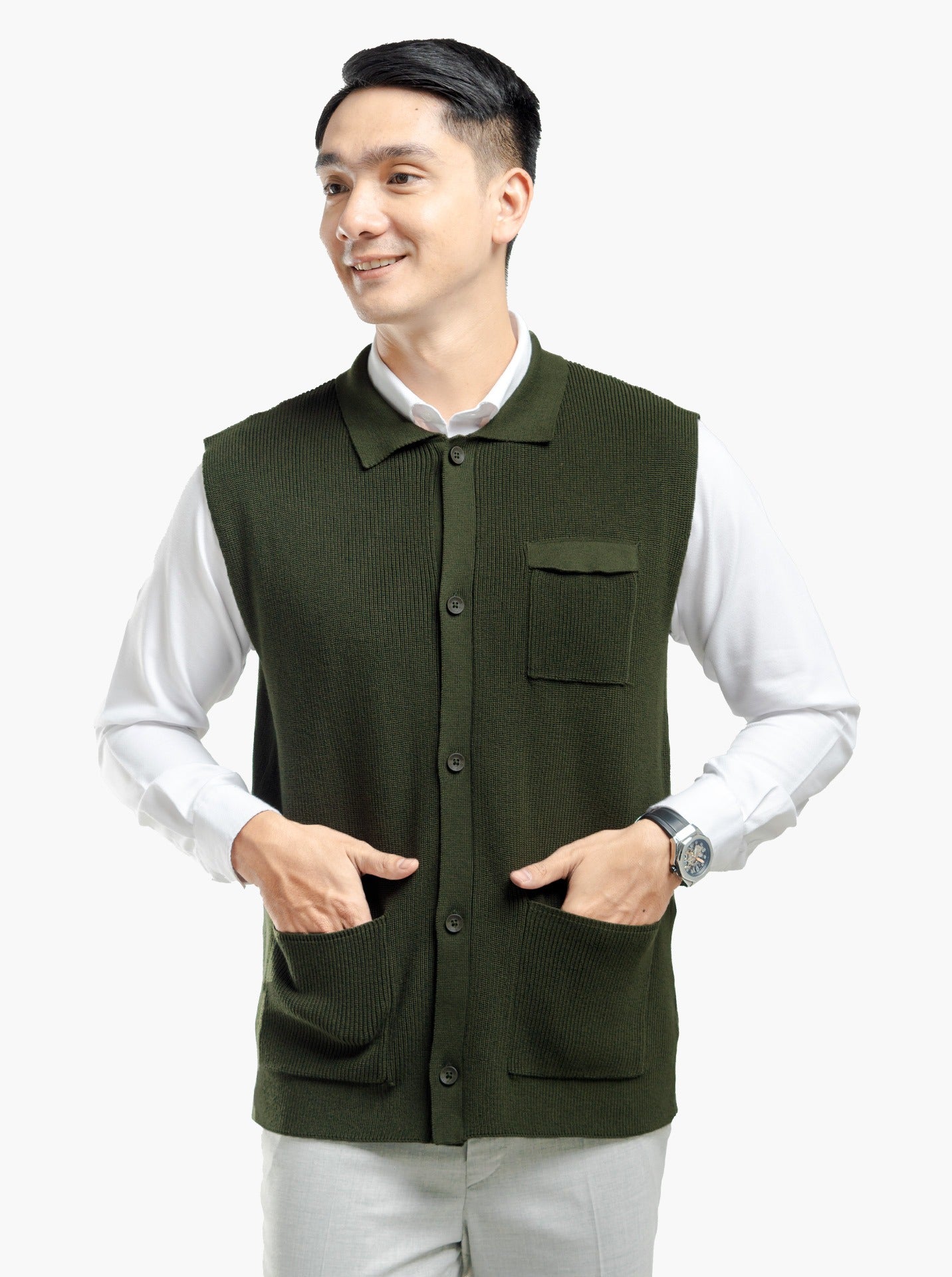 Cord Button Vest Knitwear
