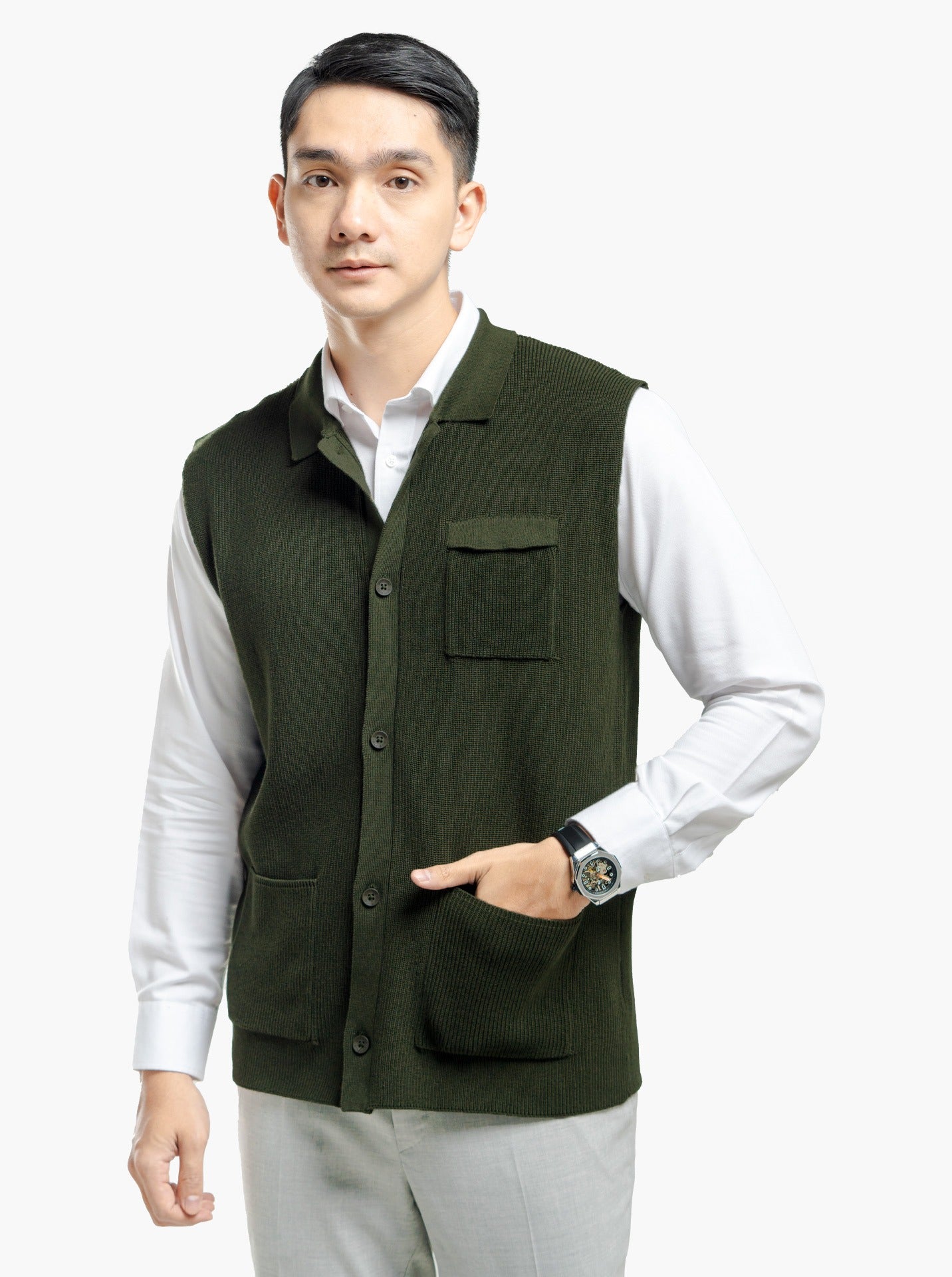 Cord Button Vest Knitwear