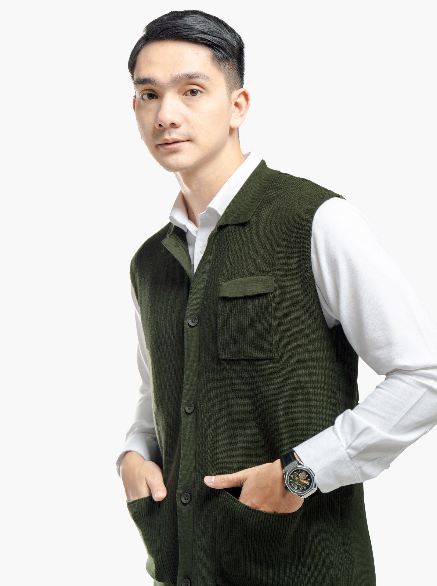 Cord Button Vest Knitwear