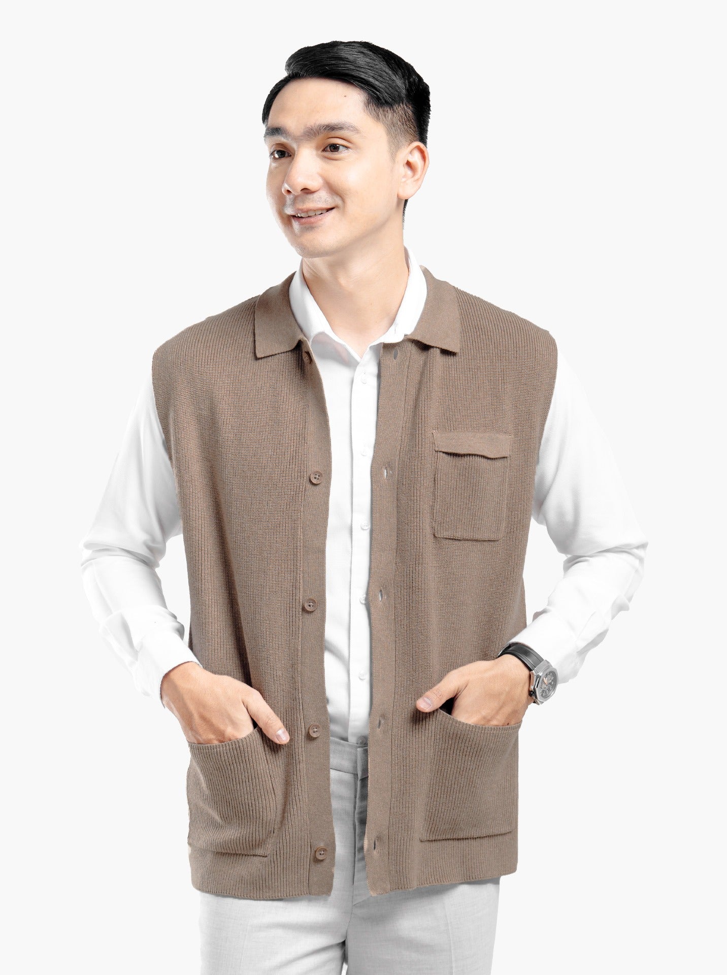 Cord Button Vest Knitwear