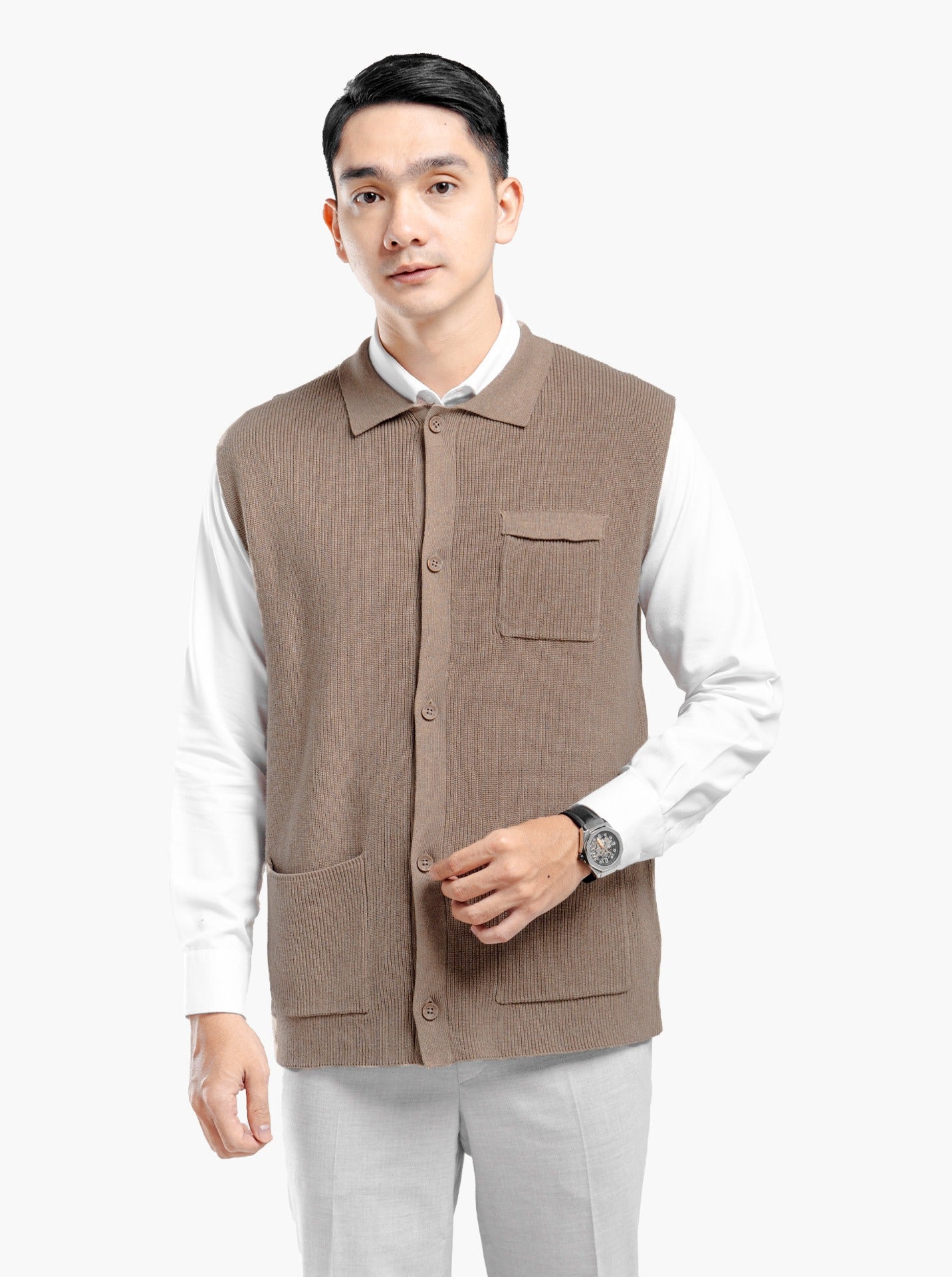 Cord Button Vest Knitwear