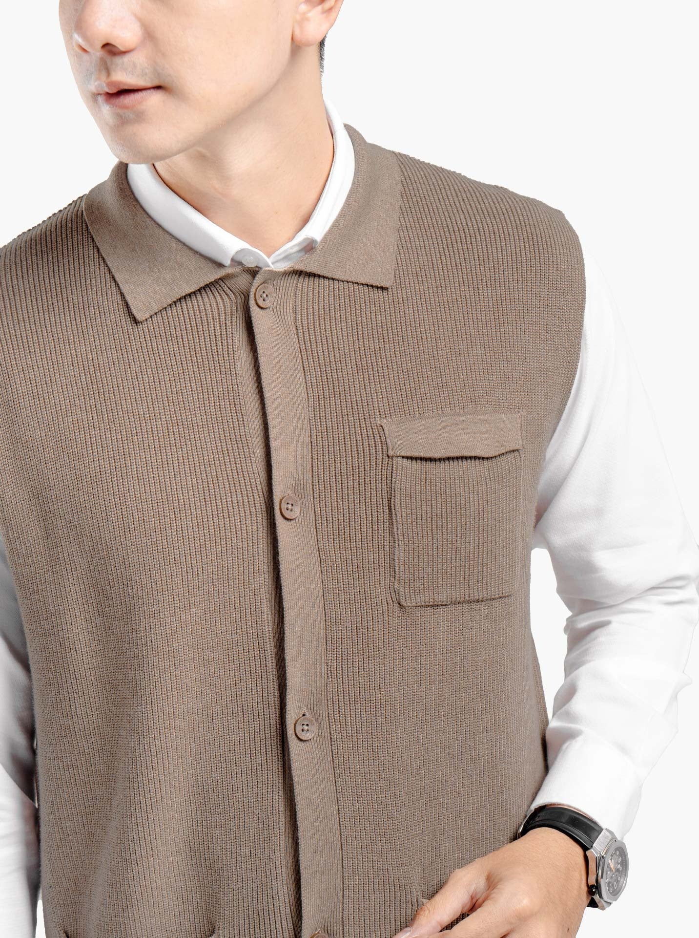 Cord Button Vest Knitwear