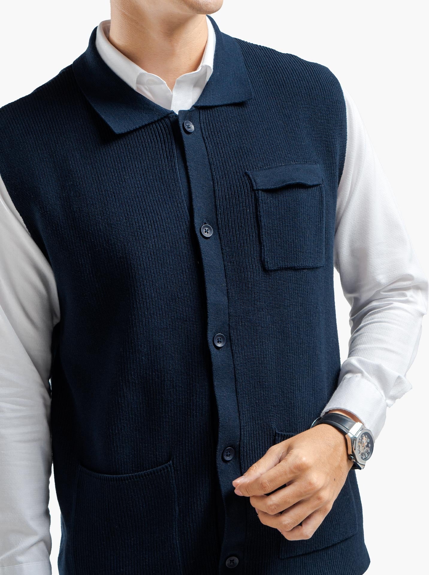 Cord Button Vest Knitwear