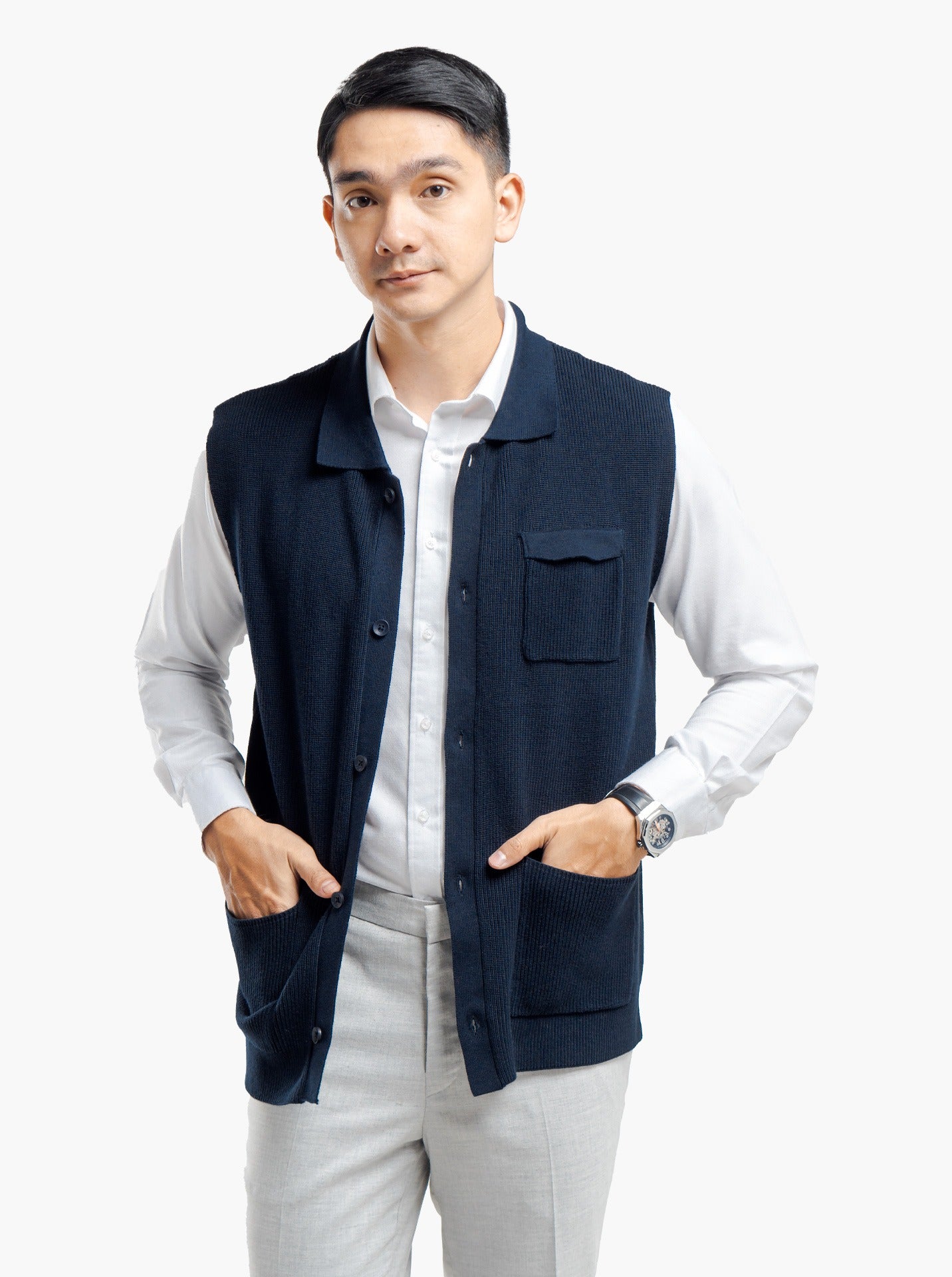 Cord Button Vest Knitwear