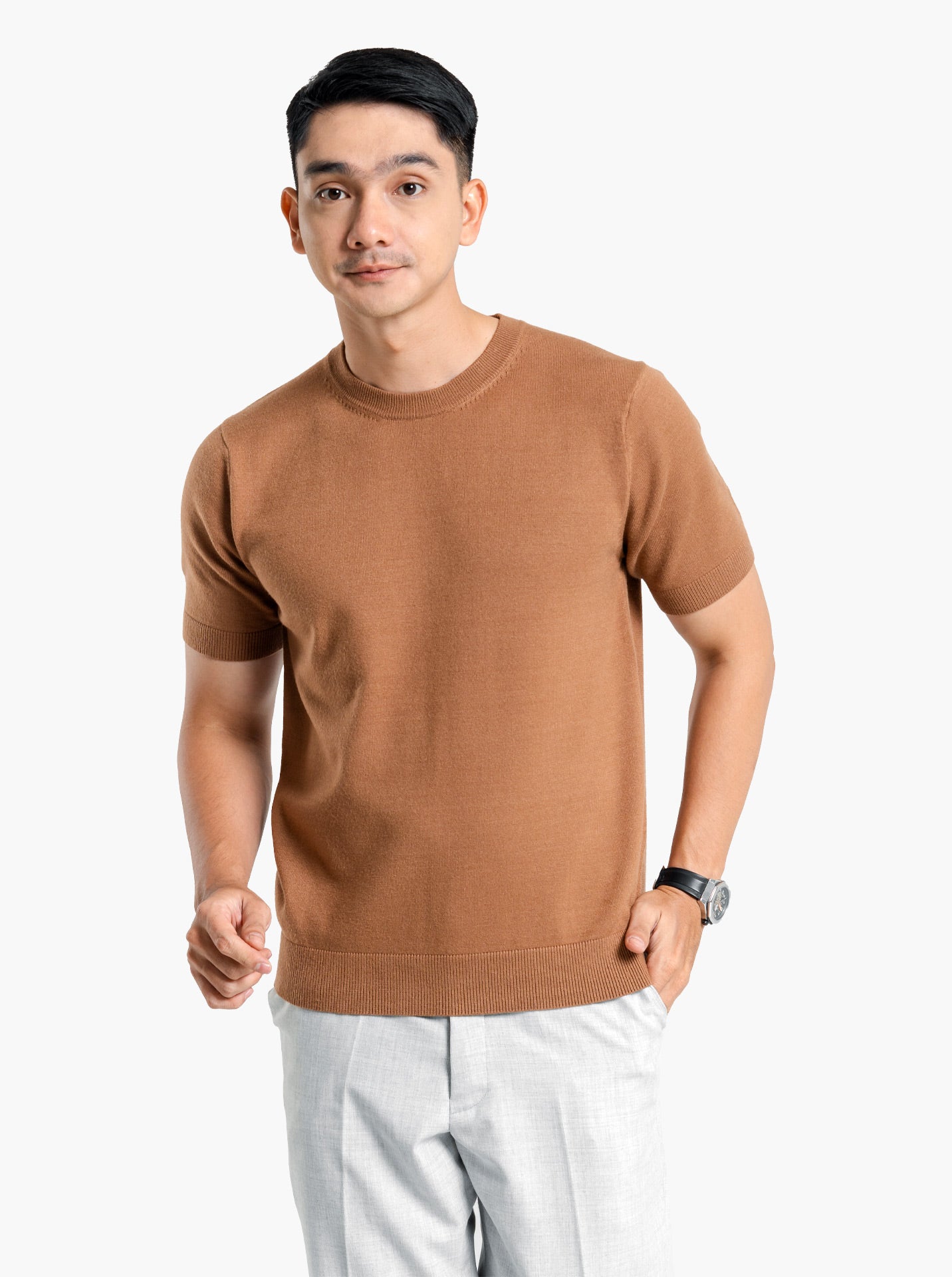 Viscose Crewneck Short Sleeve Knitwear