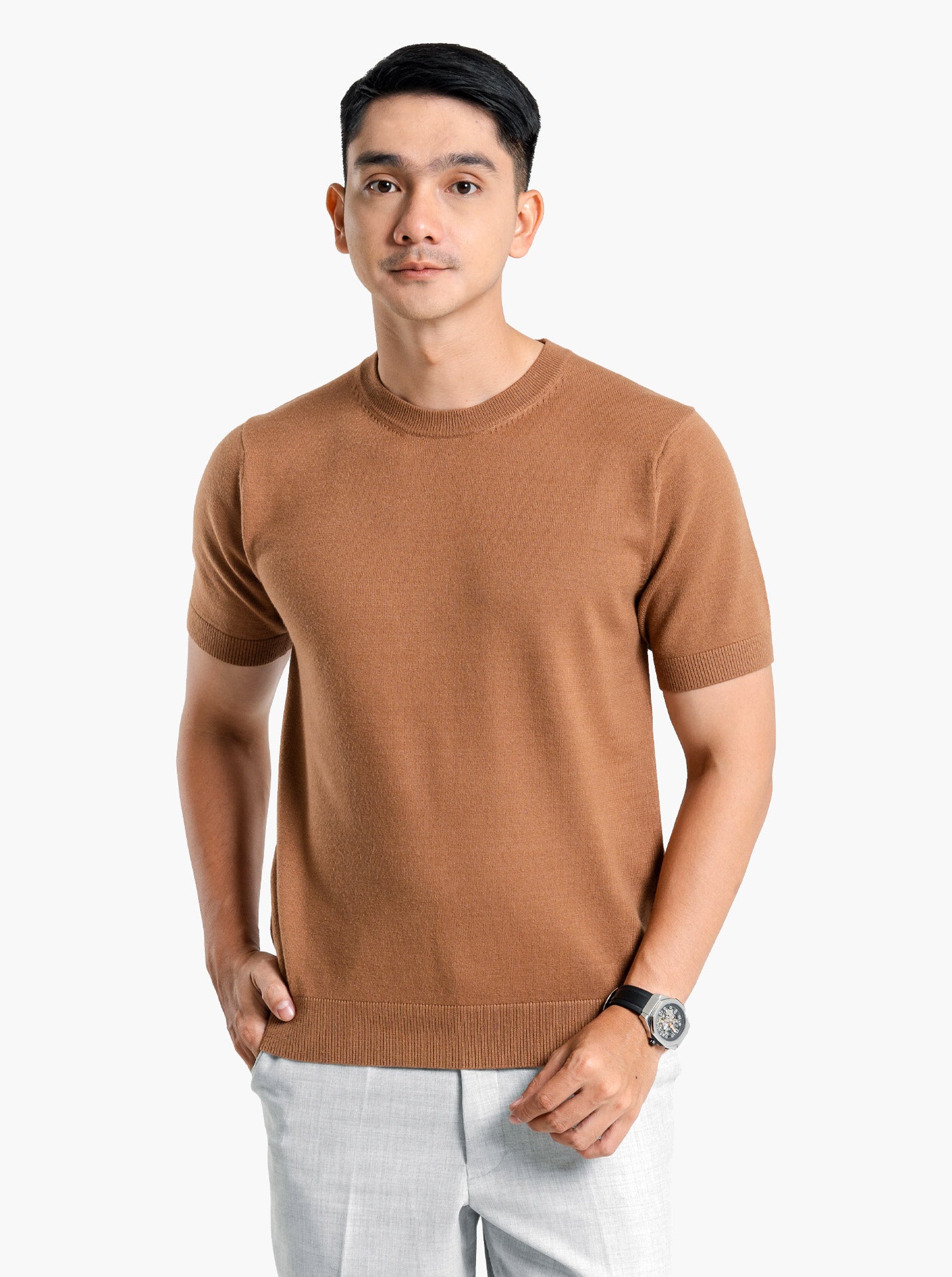 Viscose Crewneck Short Sleeve Knitwear