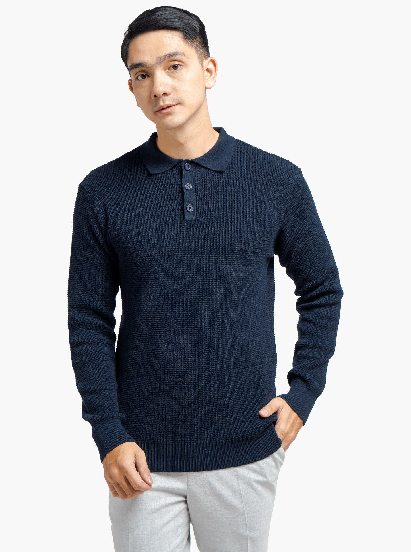 Pixel Polo Button Neck Knitwear