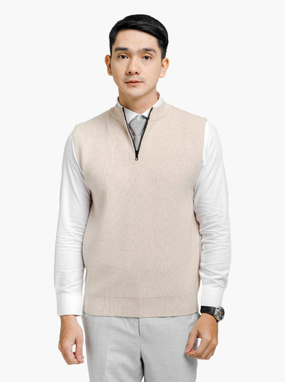 Black Viscose Vest Zip Neck Knitwear