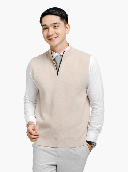 Black Viscose Vest Zip Neck Knitwear