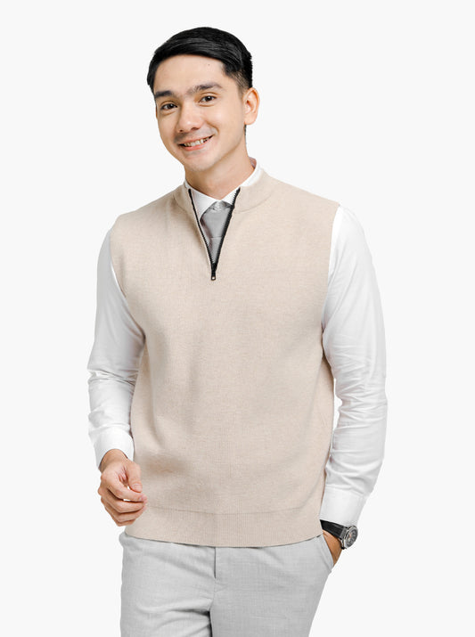 Black Viscose Vest Zip Neck Knitwear