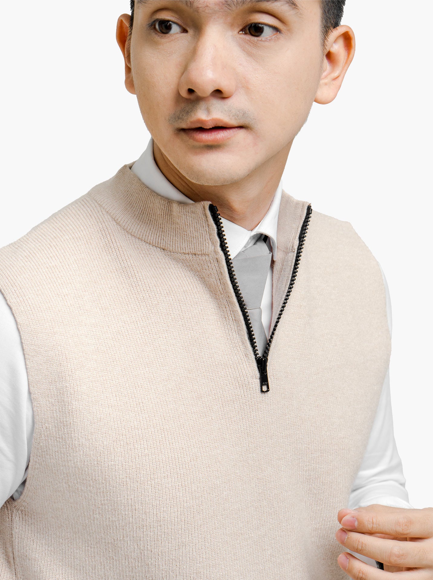 Black Viscose Vest Zip Neck Knitwear