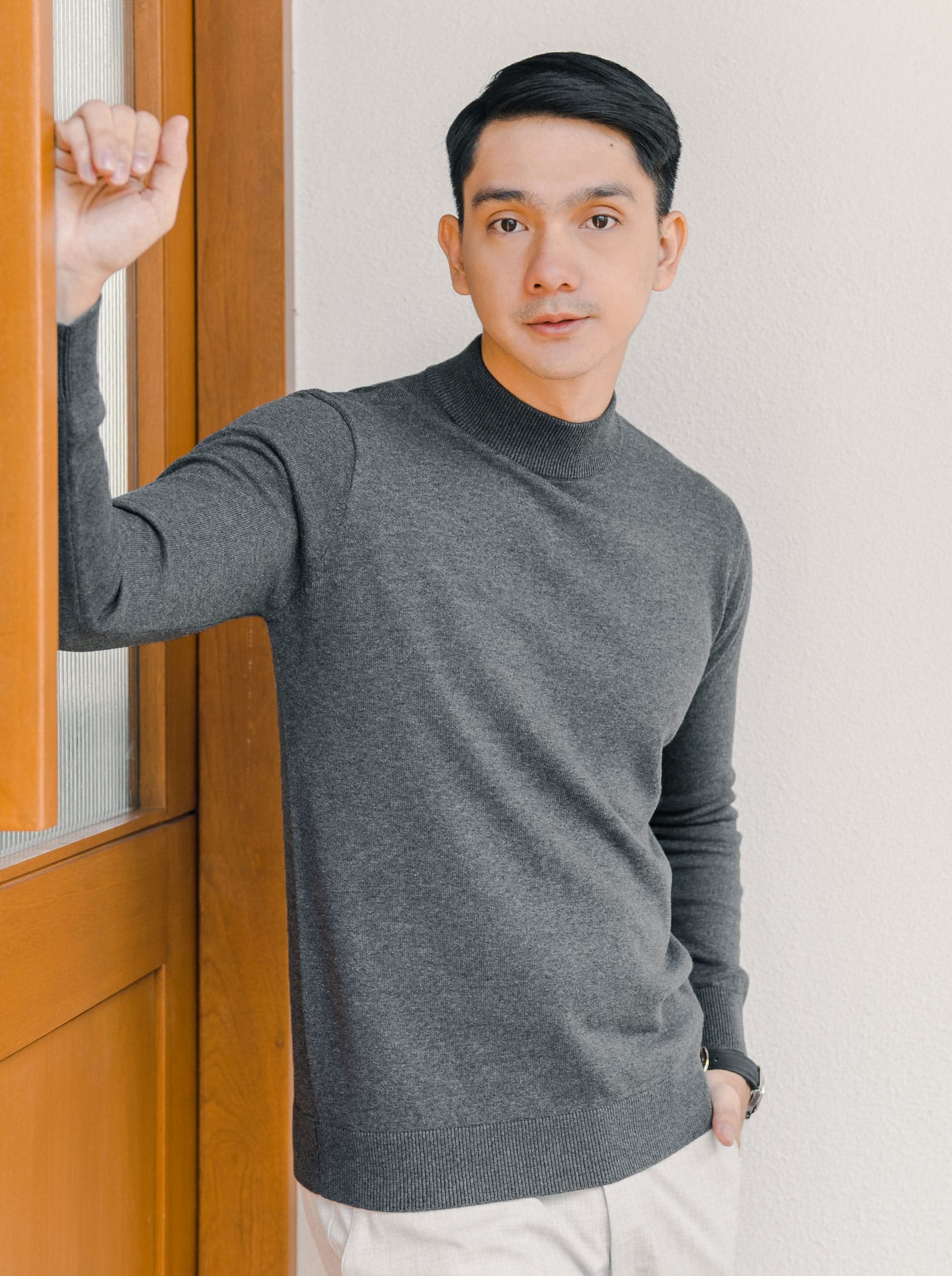 Gomuda Knitwear Dark Grey / S Mock Turtleneck Knitwear