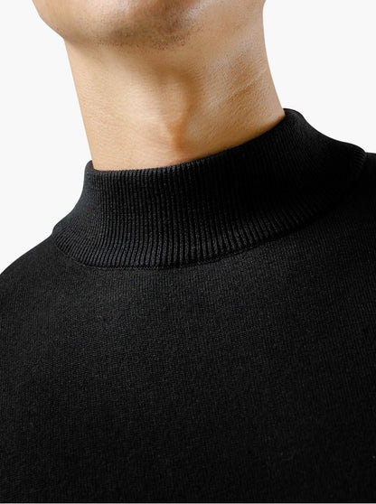 Black Mock Turtleneck Knitwear - Gomuda