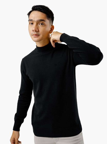 Black Mock Turtleneck Knitwear - Gomuda