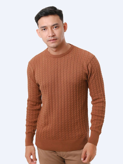 Brown Sugar Crewneck Einkorn Knitwear - Gomuda