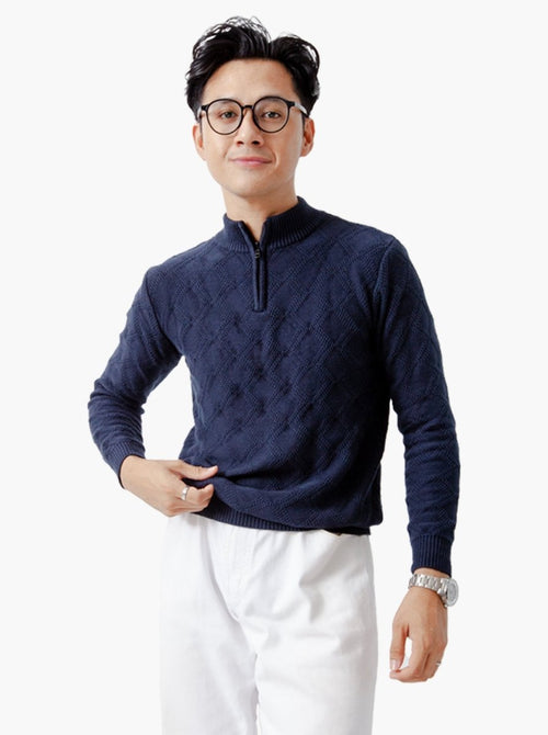 Cable-Diamond-Zip-Mockneck-Knitwear-Gomuda