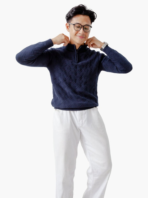 Cable-Diamond-Zip-Mockneck-Knitwear-Gomuda