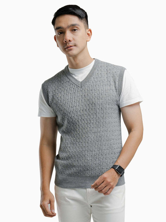 Volcano Ash Cable Line Vest Knitwear - Gomuda